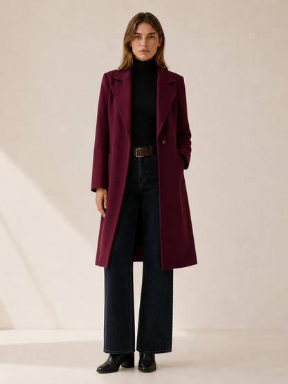 Celestine Long Single-Breasted Trench Coat