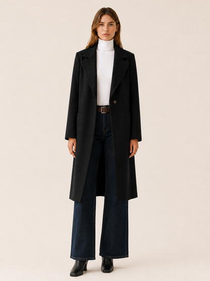 Celestine Long Single-Breasted Trench Coat