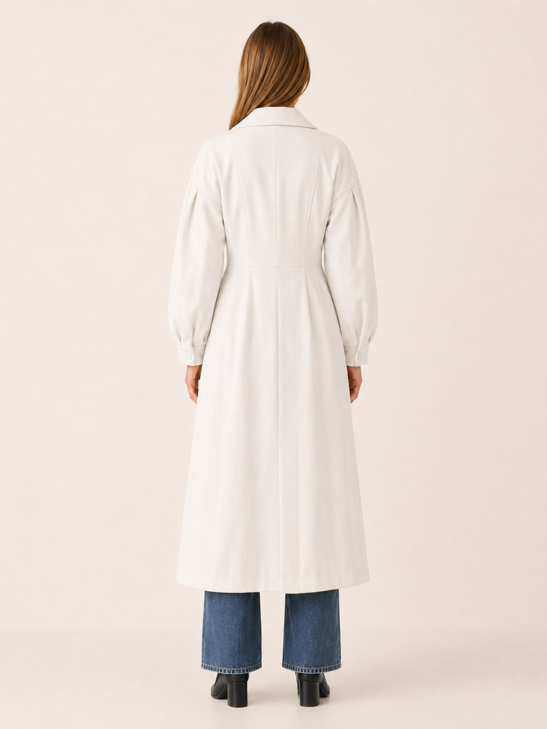 Luciana White Double-Breasted Trench Coat