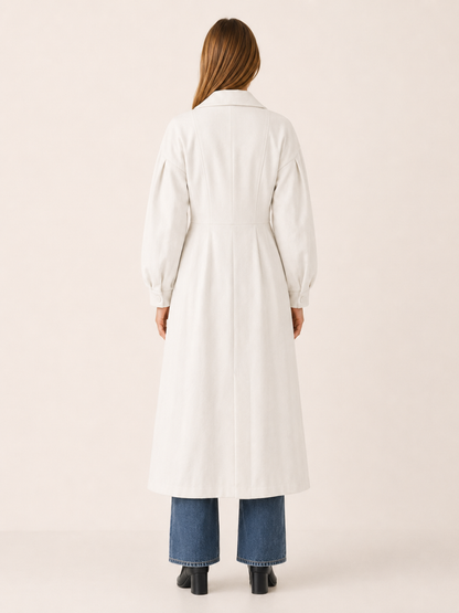 Luciana White Double-Breasted Trench Coat