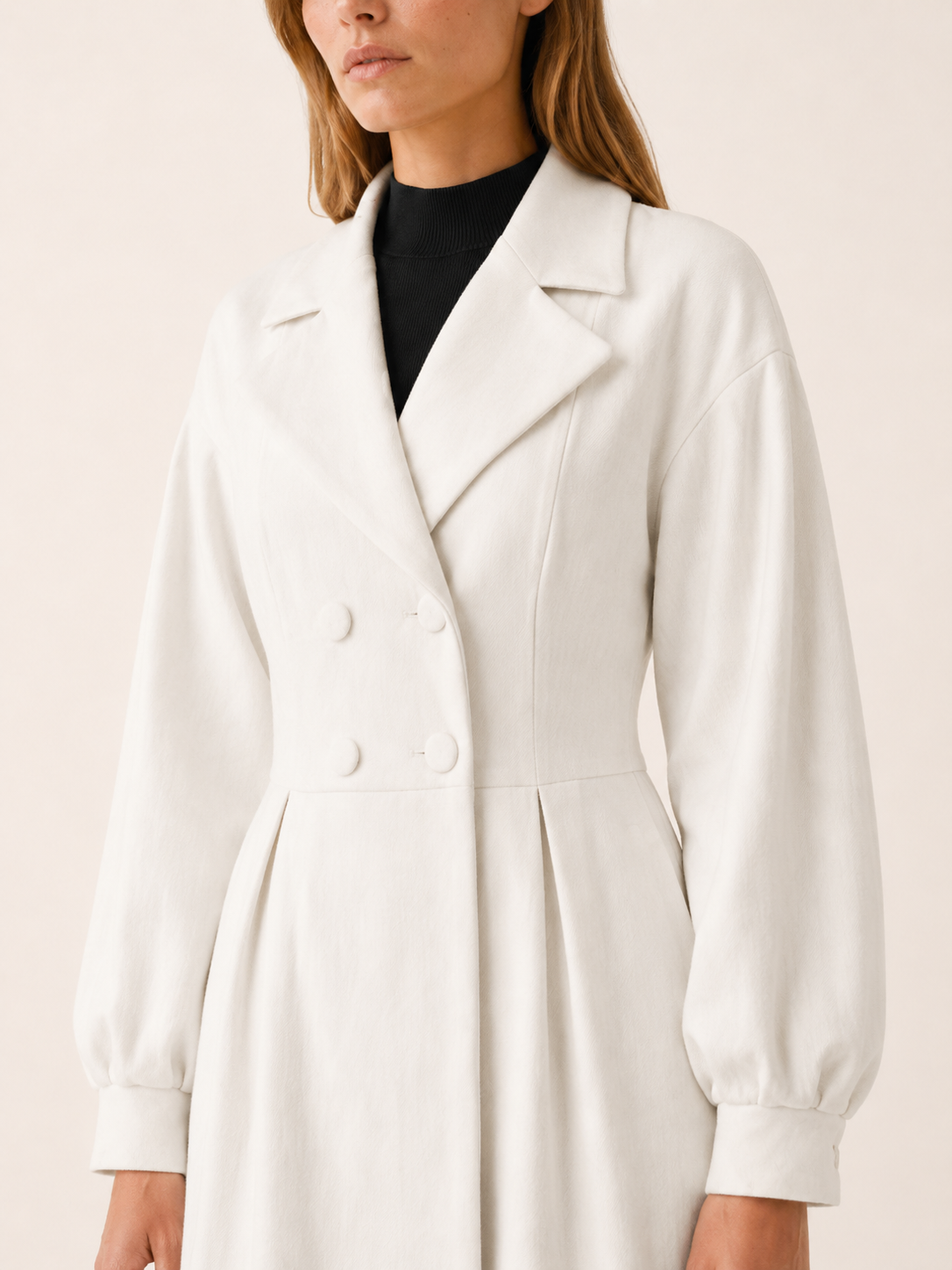 Luciana White Double-Breasted Trench Coat