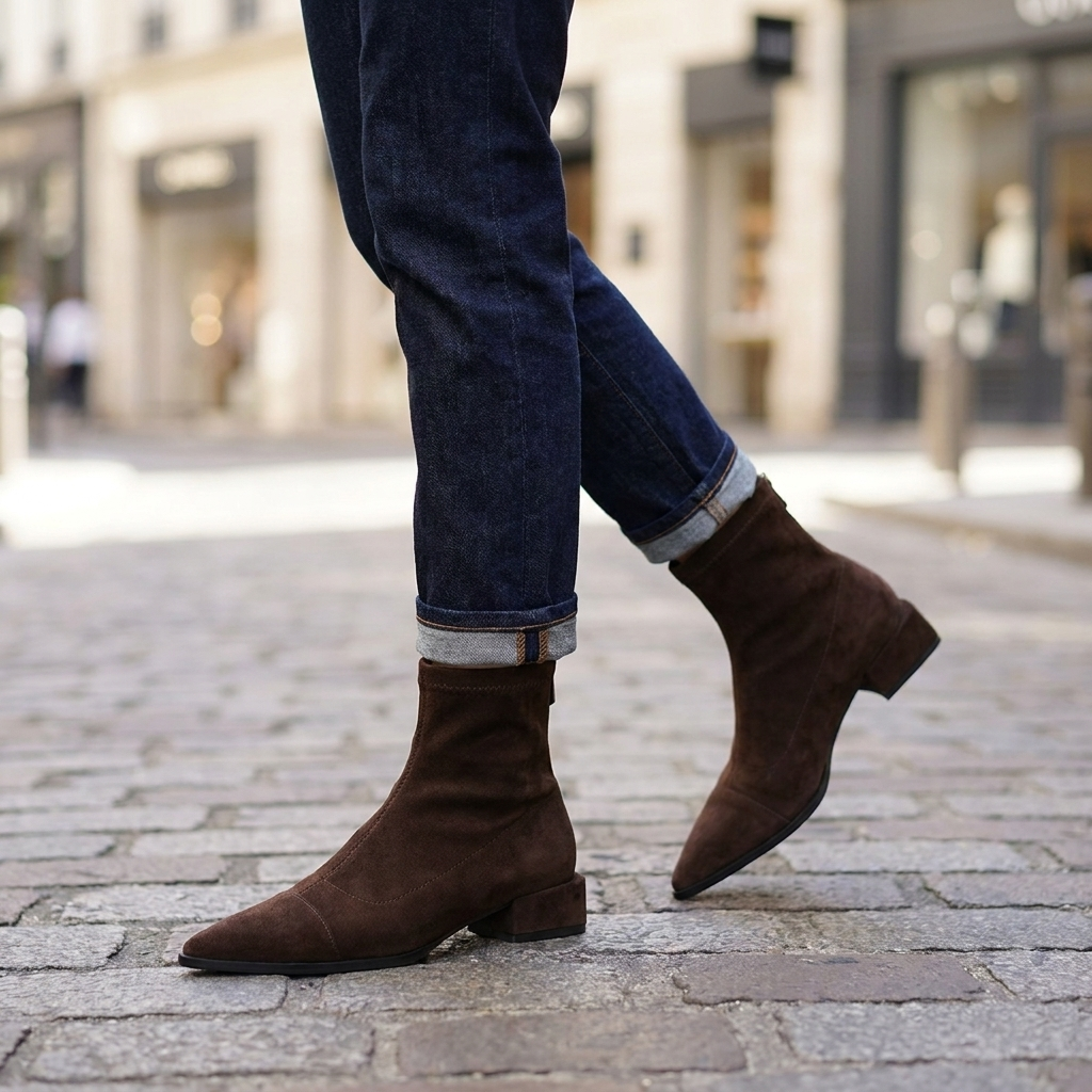 Elara Pointed Toe Faux Suede Boots