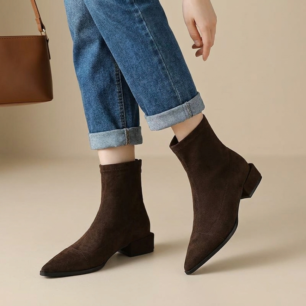 Elara Pointed Toe Faux Suede Boots