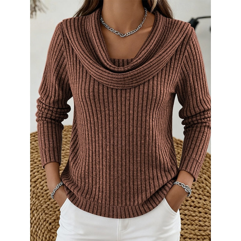 Apolline Cowl-Neck Ribbed Top