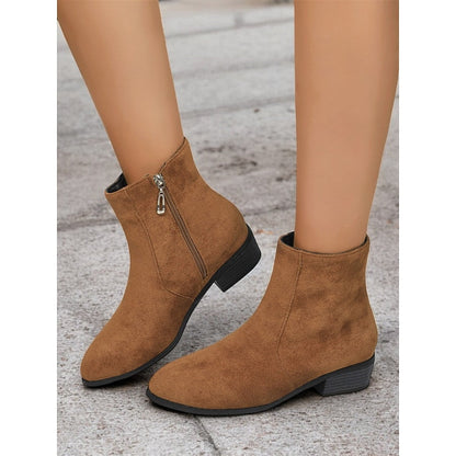 Camille Side-Zip Block Heel Ankle Boots