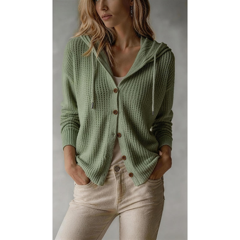 Isaline Hooded Button-Front Cardigan