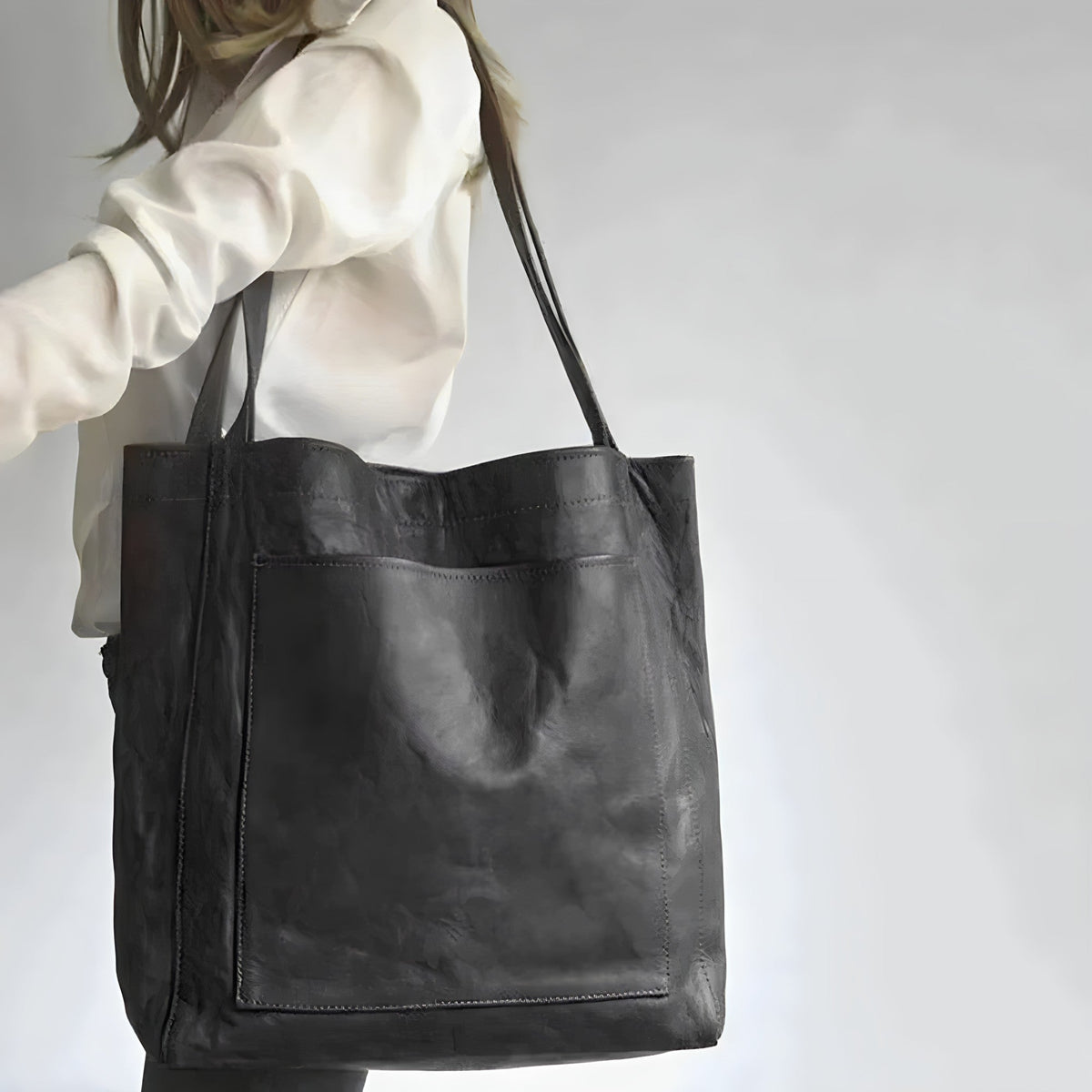 Evelisse Oversized Vegan Leather Shoulder Tote