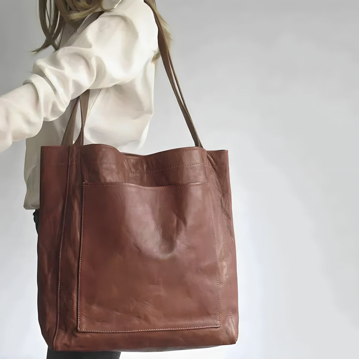 Evelisse Oversized Vegan Leather Shoulder Tote