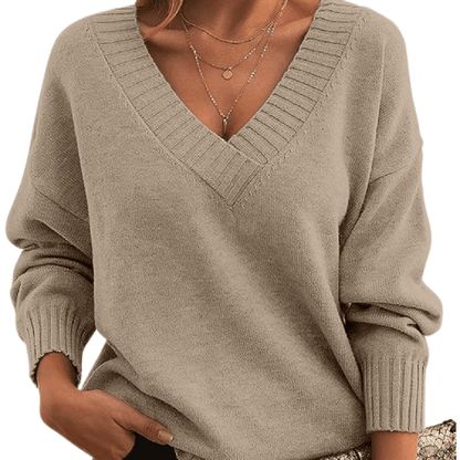 Sabine Oversized V-Neck Knit Sweater