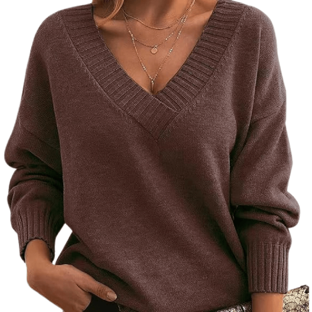 Sabine Oversized V-Neck Knit Sweater