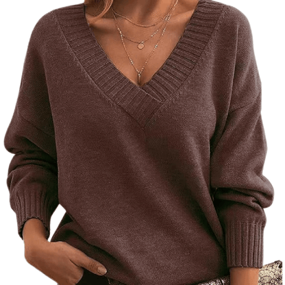 Sabine Oversized V-Neck Knit Sweater