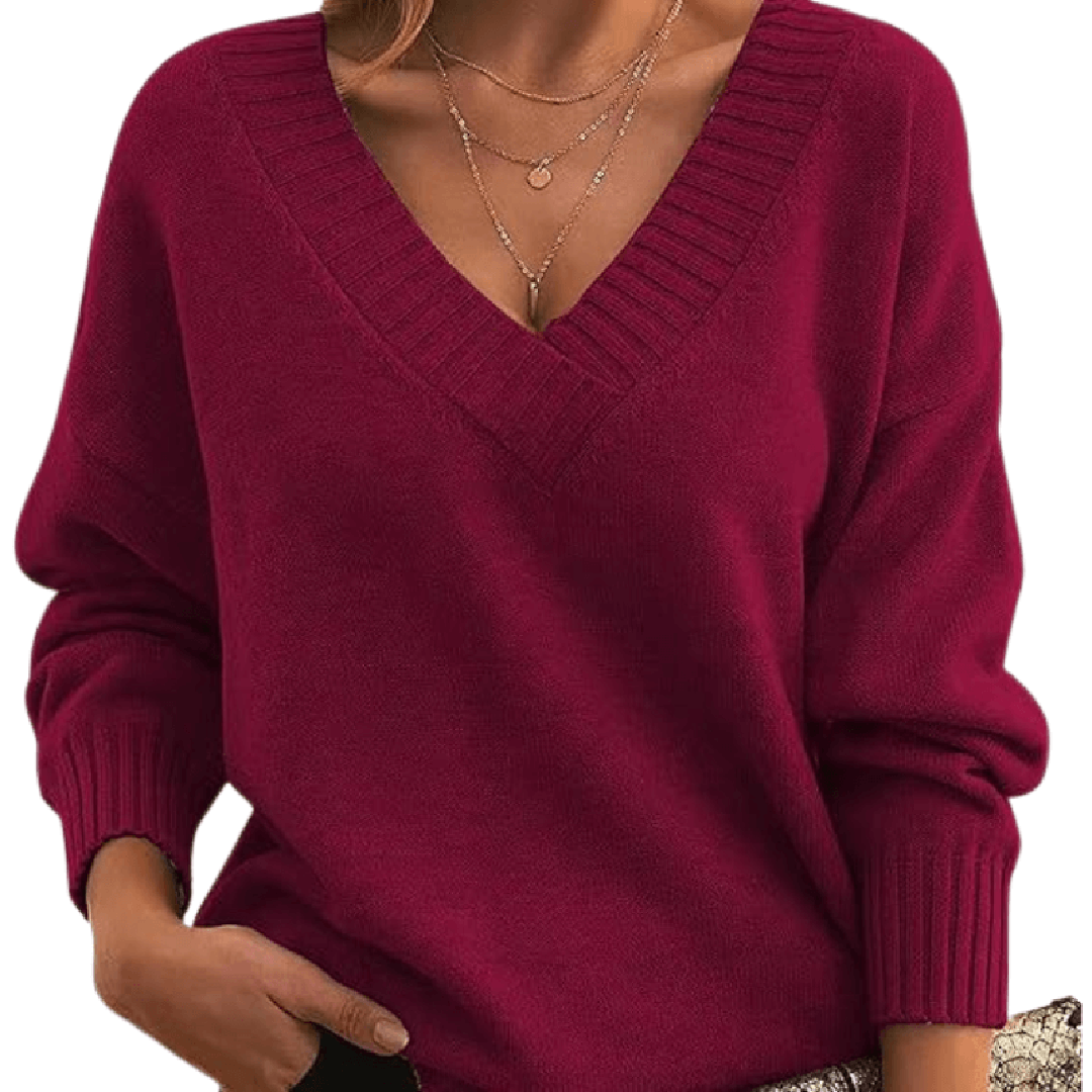 Sabine Oversized V-Neck Knit Sweater