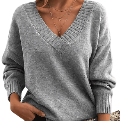 Sabine Oversized V-Neck Knit Sweater