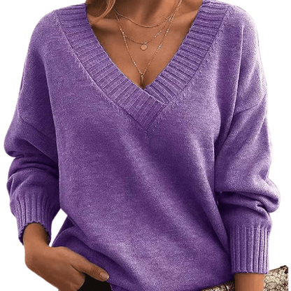 Sabine Oversized V-Neck Knit Sweater