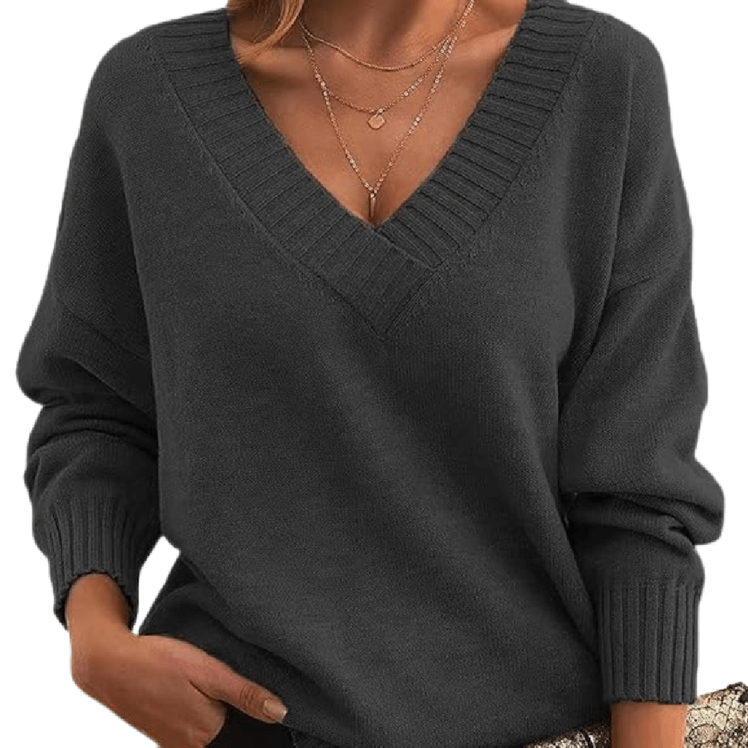 Sabine Oversized V-Neck Knit Sweater