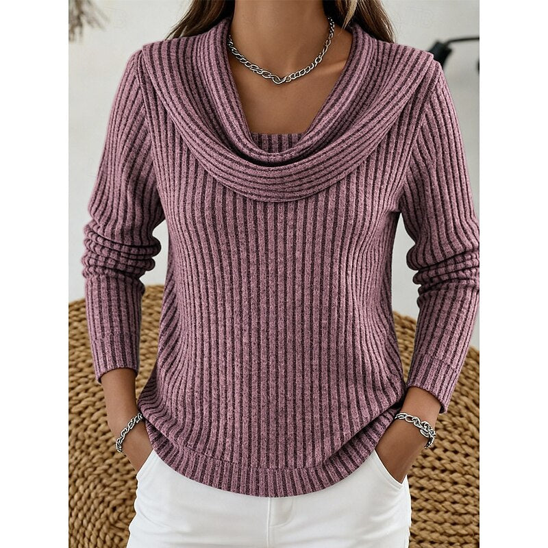 Apolline Cowl-Neck Ribbed Top