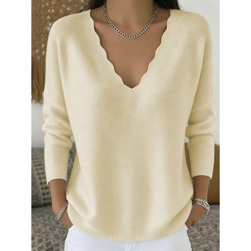 Zinnia Scalloped V-Neck Halloween Pullover