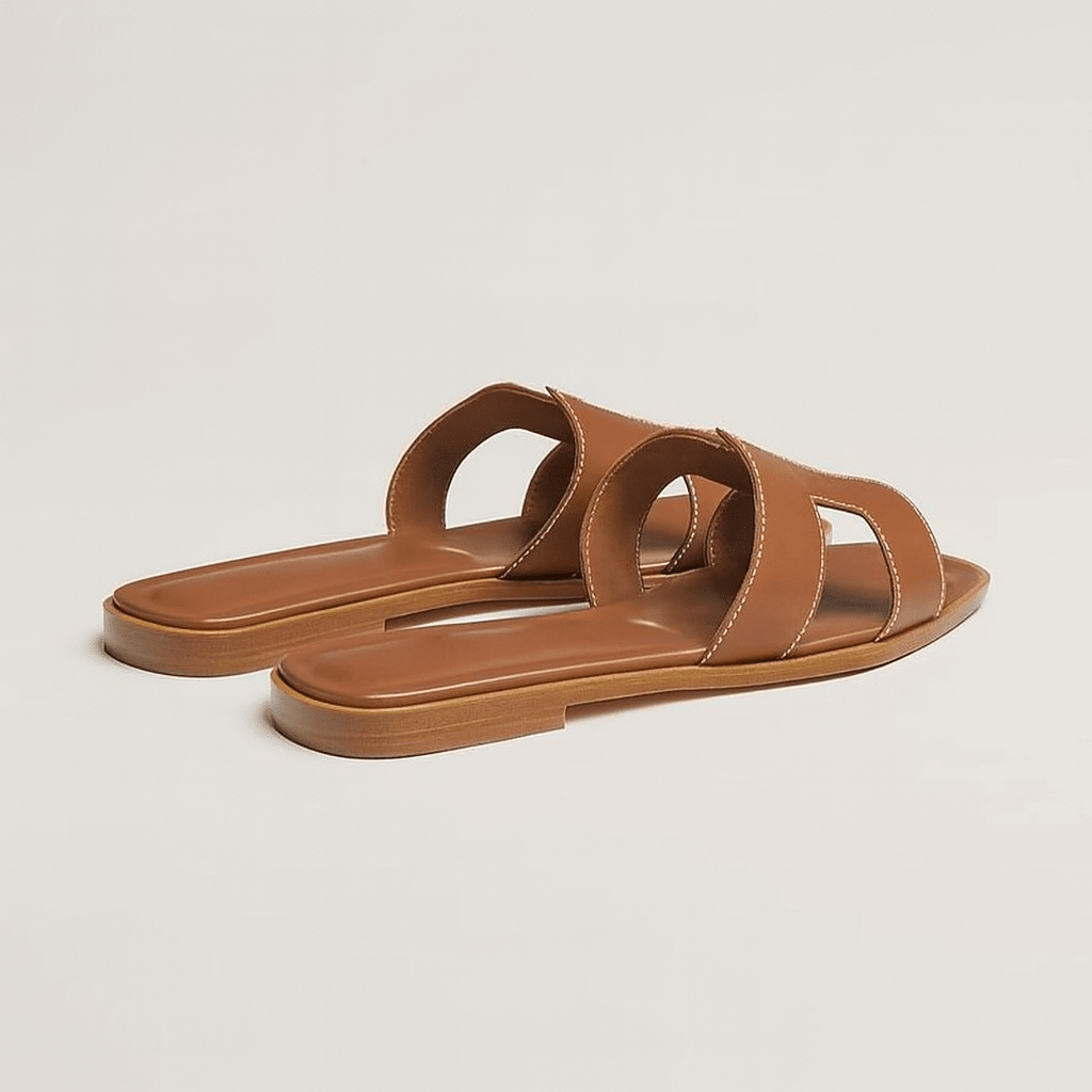 Rosetta Cut-Out Leather Slide Sandals