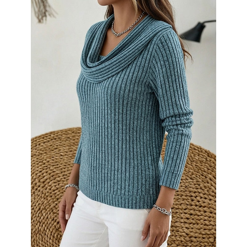 Apolline Cowl-Neck Ribbed Top