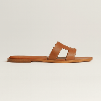 Rosetta Cut-Out Leather Slide Sandals