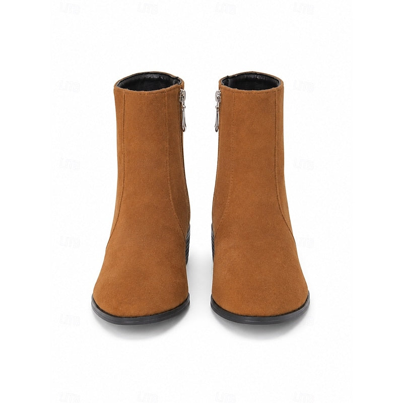 Camille Side-Zip Block Heel Ankle Boots