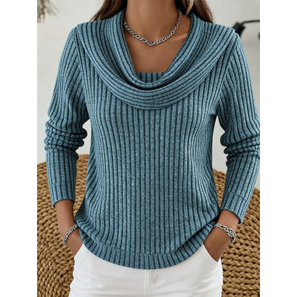 Apolline Cowl-Neck Ribbed Top