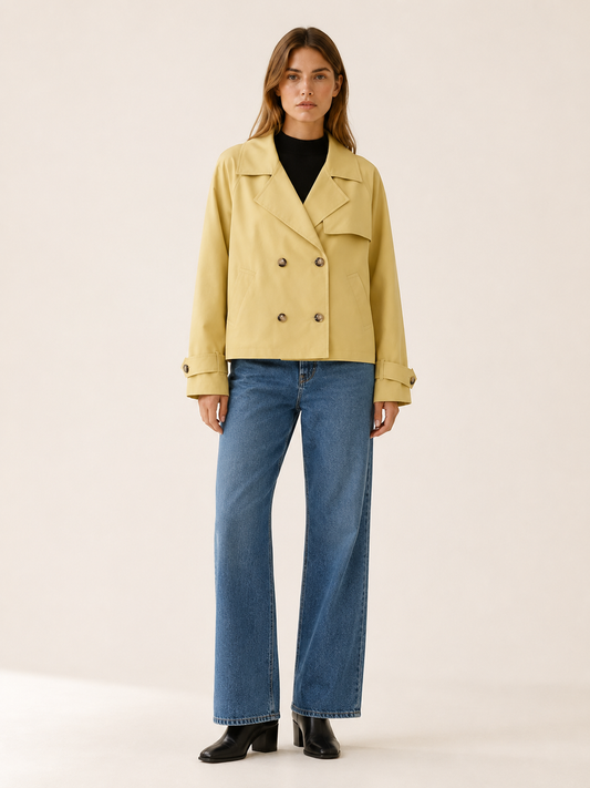 Seraphina Yellow Short Trench Coat