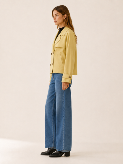 Seraphina Yellow Short Trench Coat