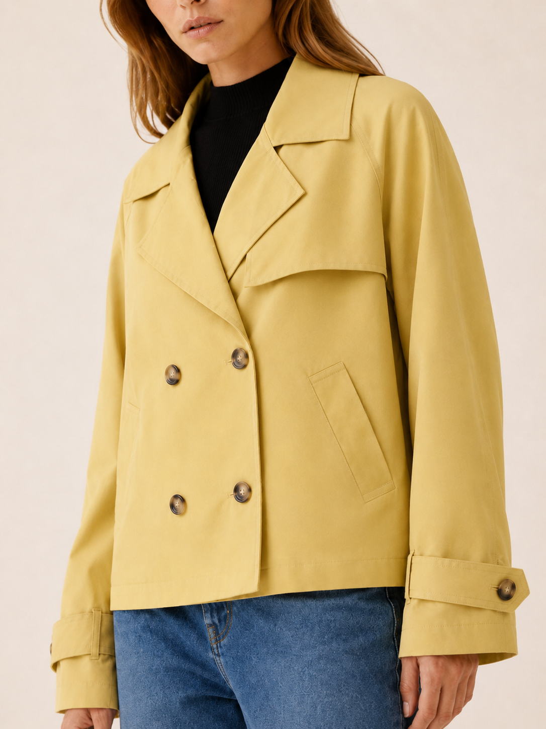 Seraphina Yellow Short Trench Coat