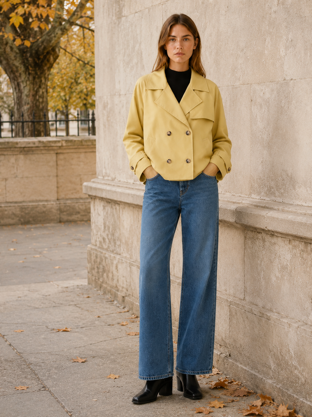 Seraphina Yellow Short Trench Coat
