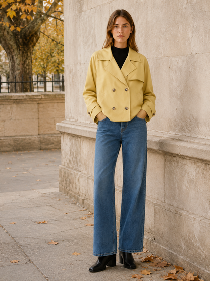 Seraphina Yellow Short Trench Coat