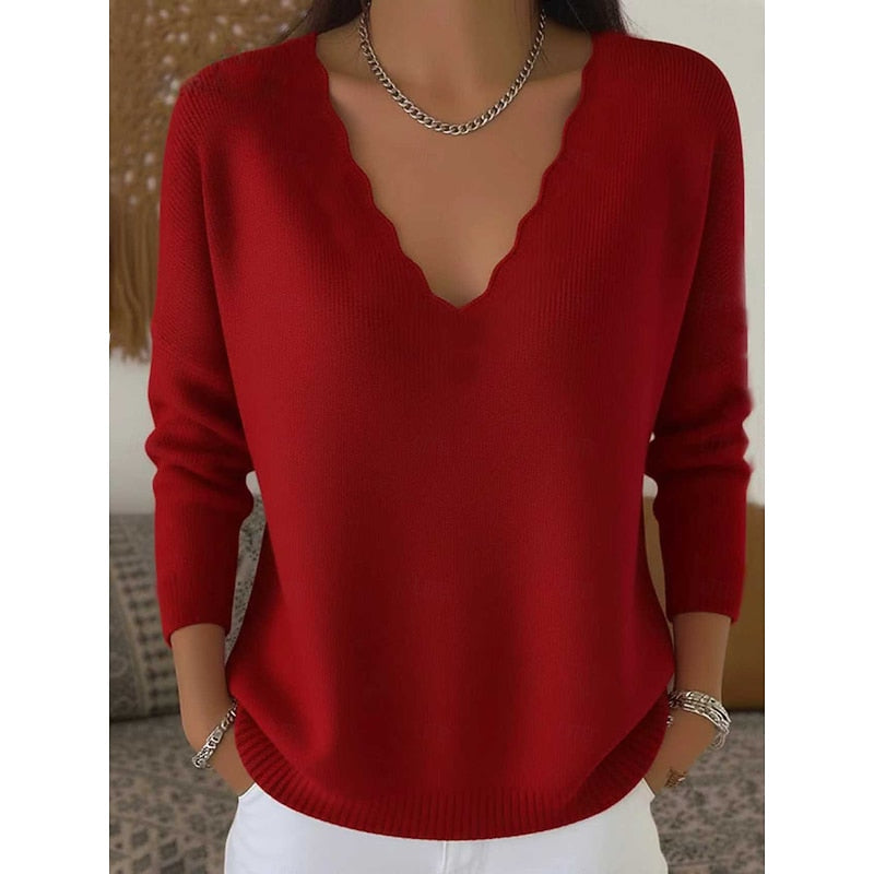 Zinnia Scalloped V-Neck Halloween Pullover