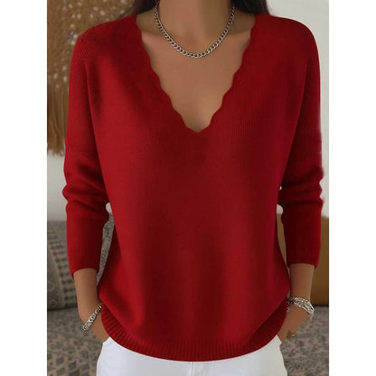 Zinnia Scalloped V-Neck Halloween Pullover