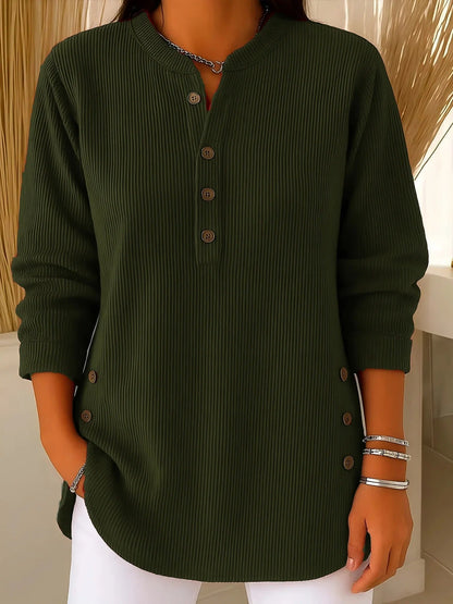 Elowen Ribbed Henley Tunic Sweater