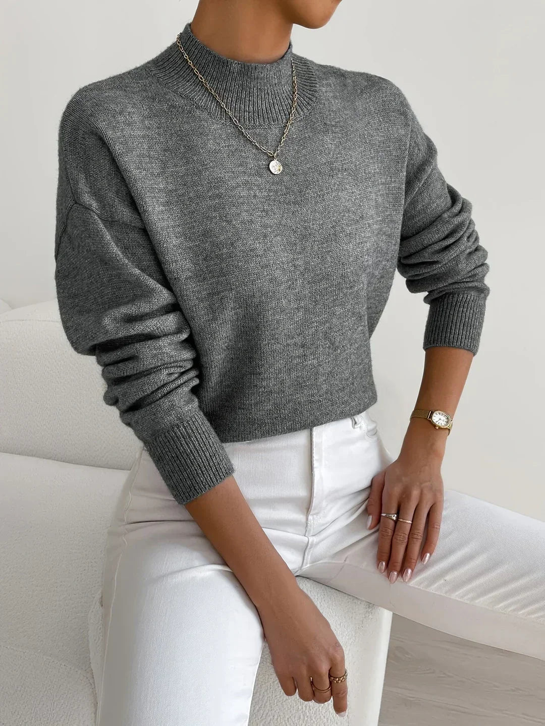 Soline Drop-Shoulder Turtleneck Sweater