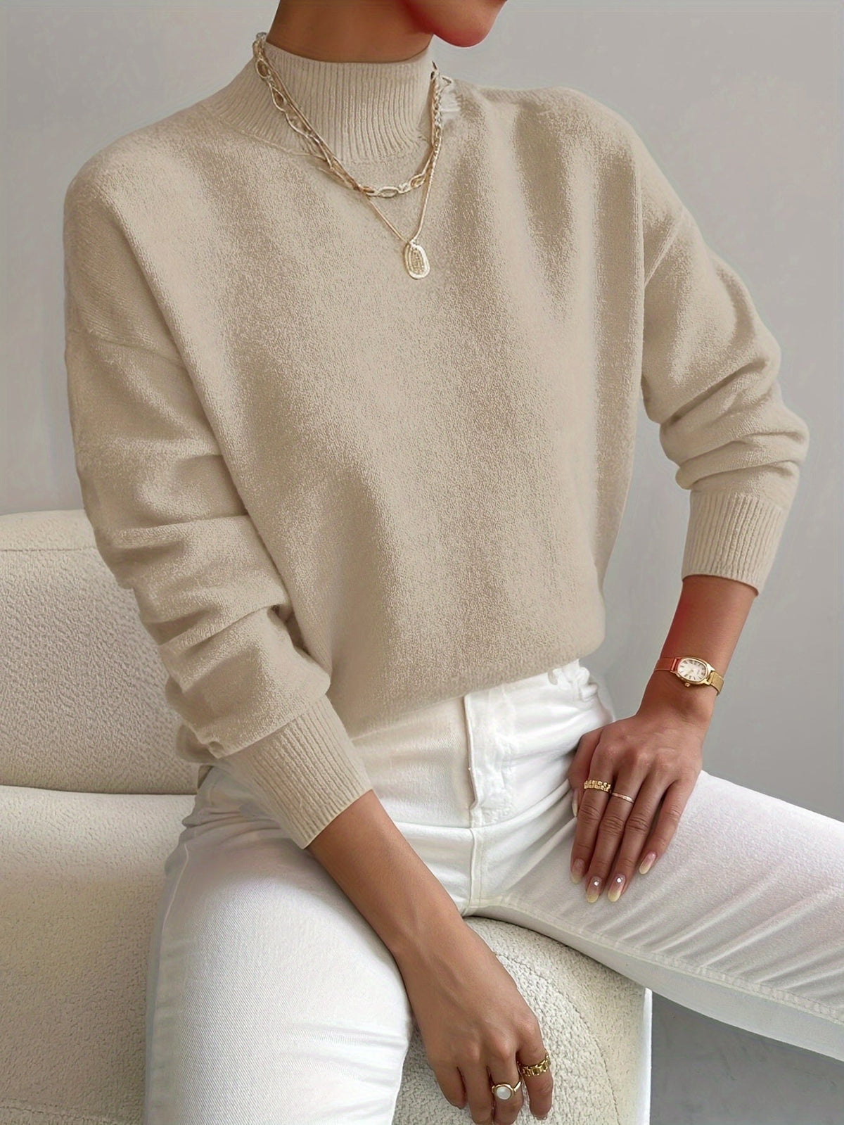 Soline Drop-Shoulder Turtleneck Sweater