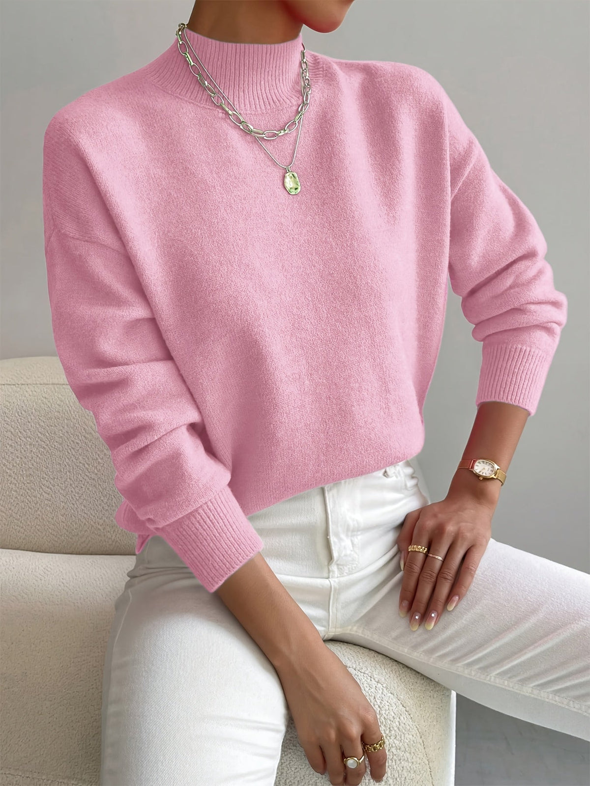 Soline Drop-Shoulder Turtleneck Sweater
