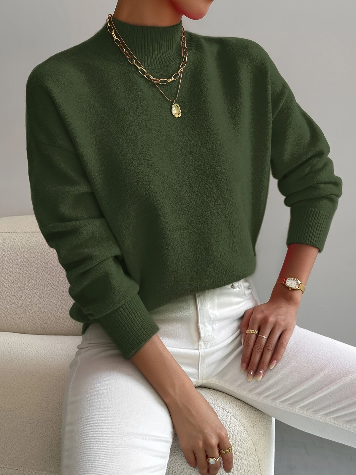 Soline Drop-Shoulder Turtleneck Sweater