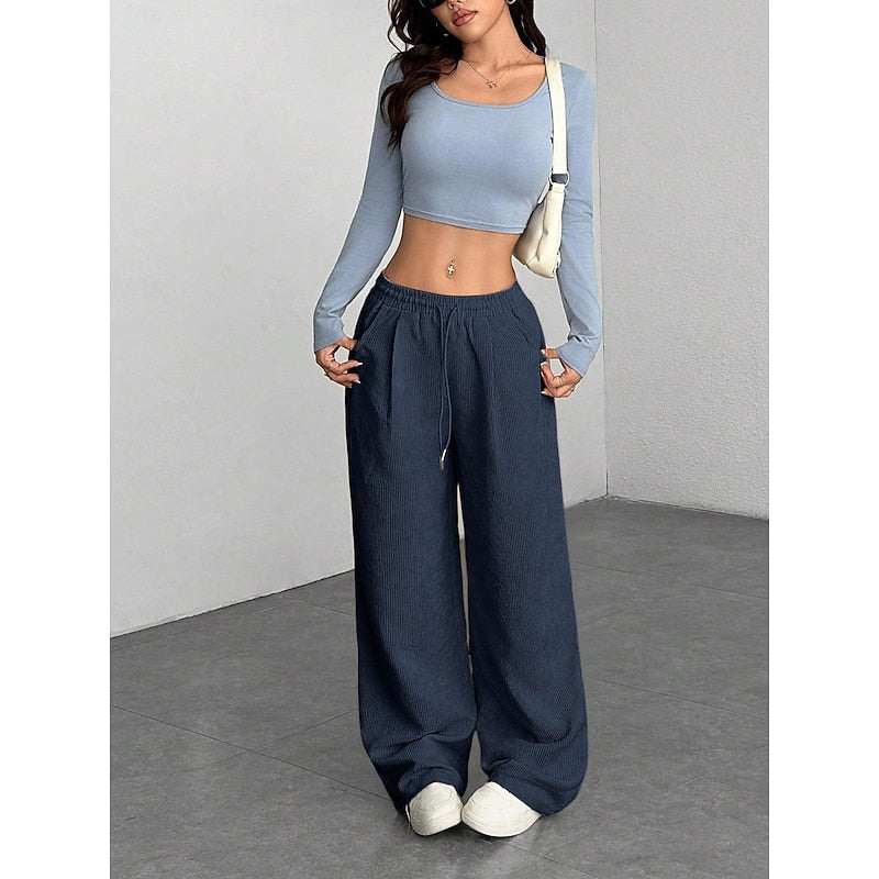 Emmeline Comfortable Drawstring Wide-Leg Pants