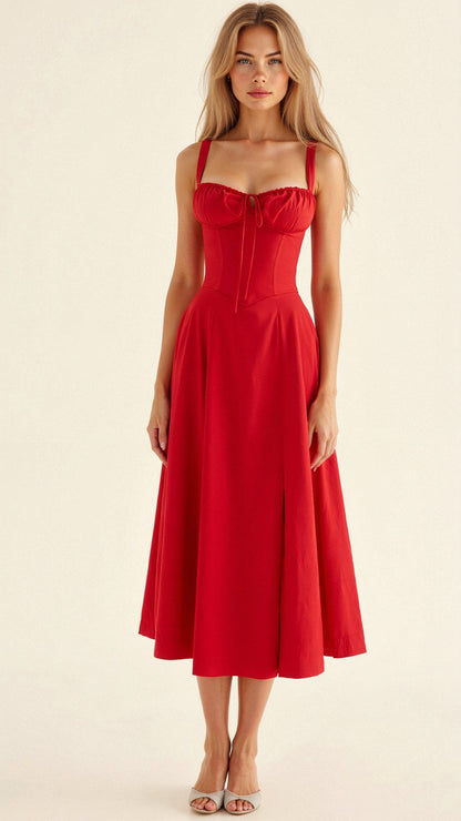 Bonnie | Floral Chic Corset Midi Dress