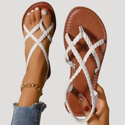 Cassia Braided Strappy Flat Sandals