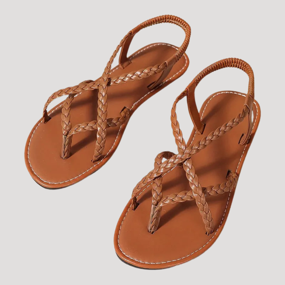 Cassia Braided Strappy Flat Sandals