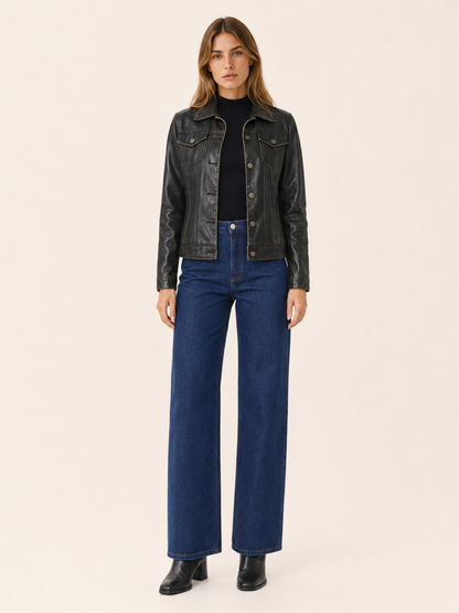 Marcella Faux Leather Shirt Jacket
