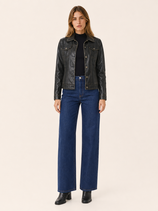 Marcella Faux Leather Shirt Jacket