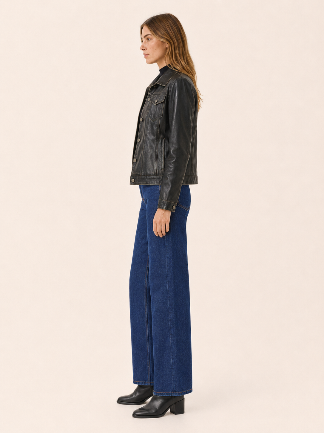 Marcella Faux Leather Shirt Jacket