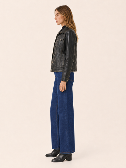 Marcella Faux Leather Shirt Jacket