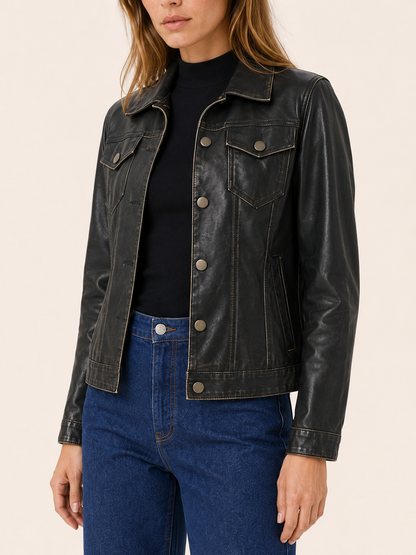 Marcella Faux Leather Shirt Jacket