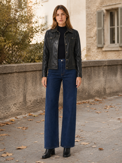Marcella Faux Leather Shirt Jacket