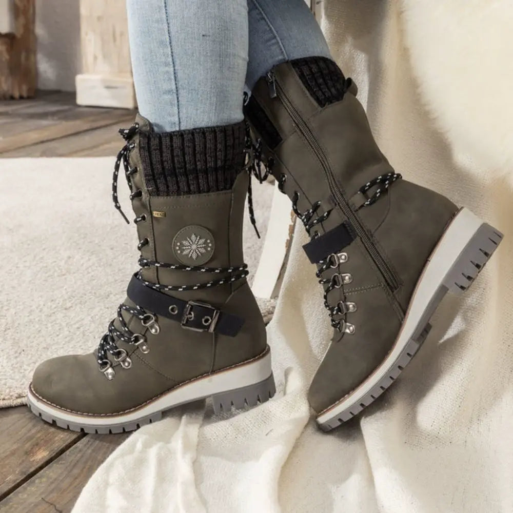 Freya Lace-Up Mid-Calf Combat Boots