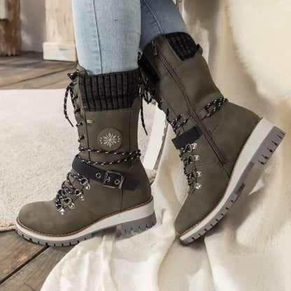 Freya Lace-Up Mid-Calf Combat Boots